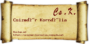 Csizmár Kornélia névjegykártya